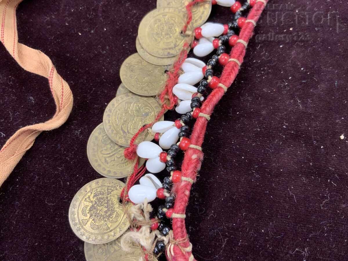 Auction  Revival-era necklace with snowdrop shells, beads, and coins