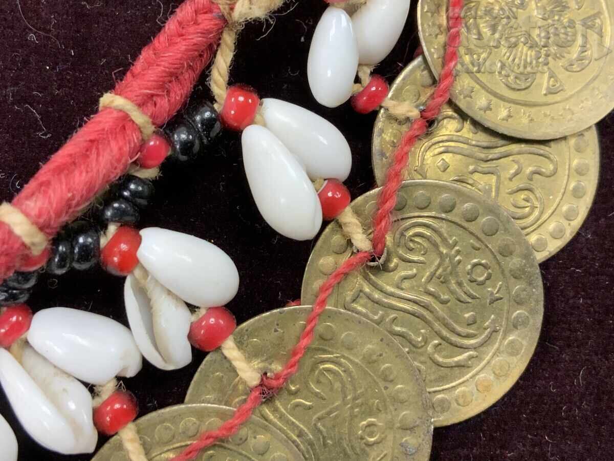 Revival-era necklace with snowdrop shells, beads, and coins - 6