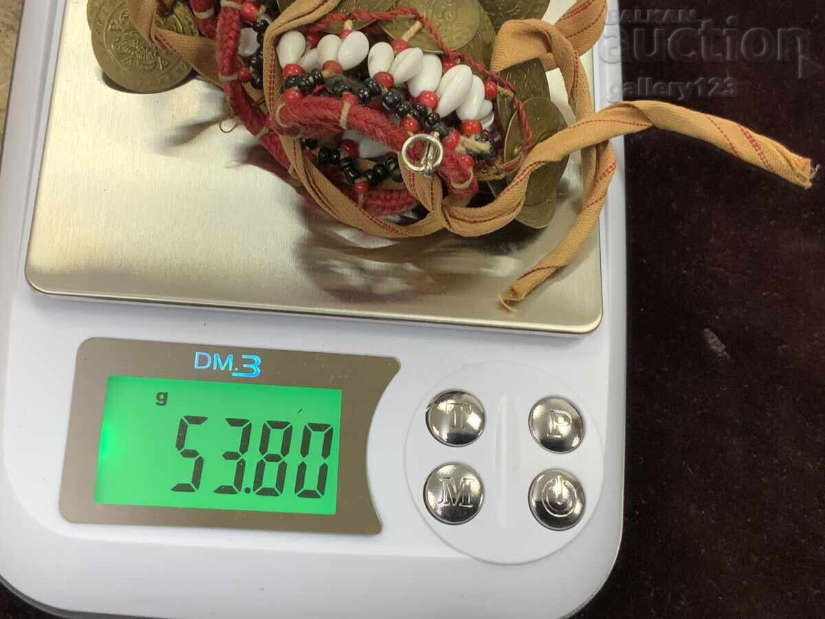 Revival-era necklace with snowdrop shells, beads, and coins - 7