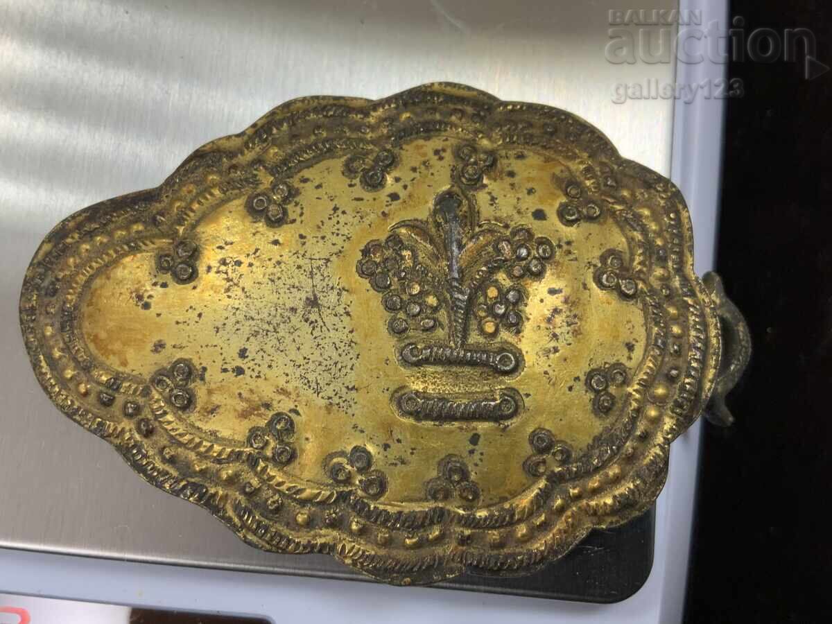 Αναγεννησιακή πόρπη (παφτά) μονή, ασημένια, επιχρυσωμένη, σφυρήλατη - 5