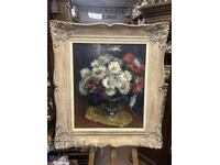 Натюрморт с бели и червени цветя