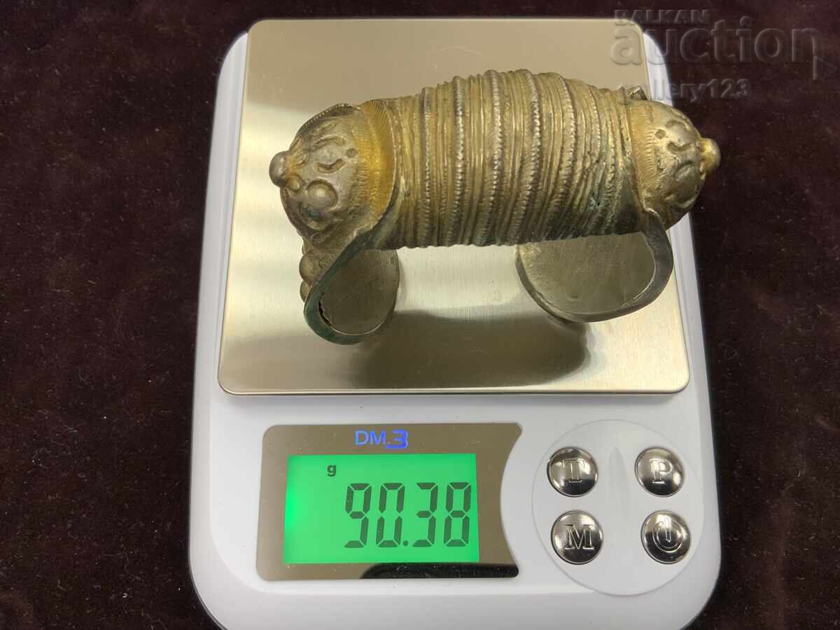 Възрожденска гривна сребро сечан позлата кубелия рогатка - 6