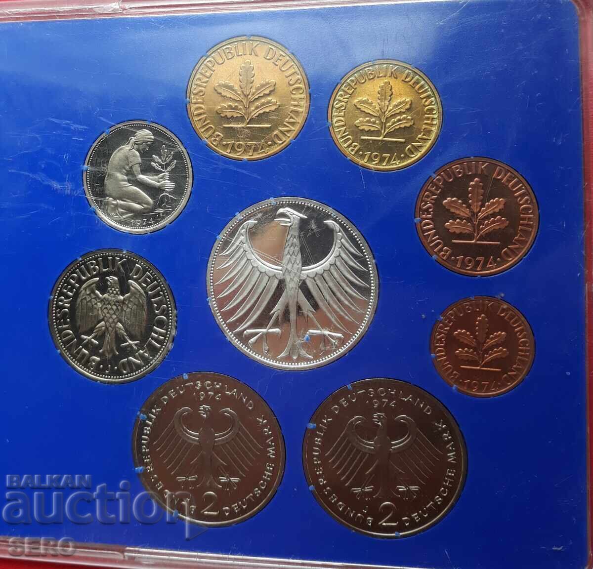 Παράδοση Γερμανία - ΣΕΤ 1974 J από 9 νομίσματα/5 μάρκα 1974 ασημένια/