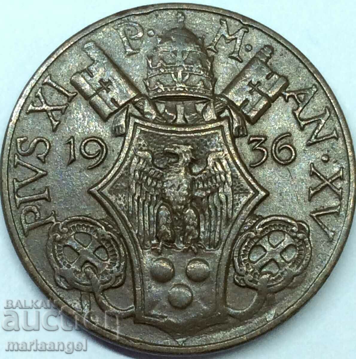 Δημοπρασία 10 Centesimi 1936 Vatican Pius XI Χάλκινο - Σπάνιο