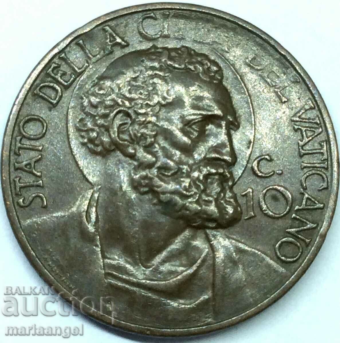 10 Centesimi 1936 Vatican Pius XI Χάλκινο - Σπάνιο