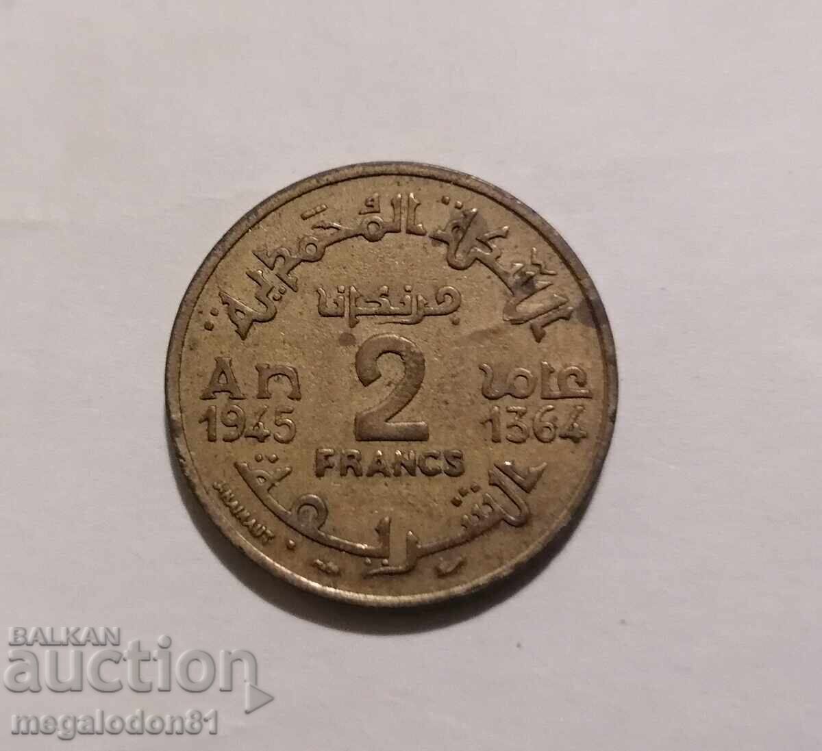 Maroc - 2 franci 1945g Maroc - 2 franci 1945g
