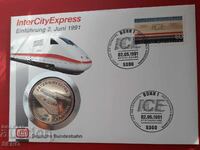 Medalie-Germania-căi ferate germane și timbru poștal în plic