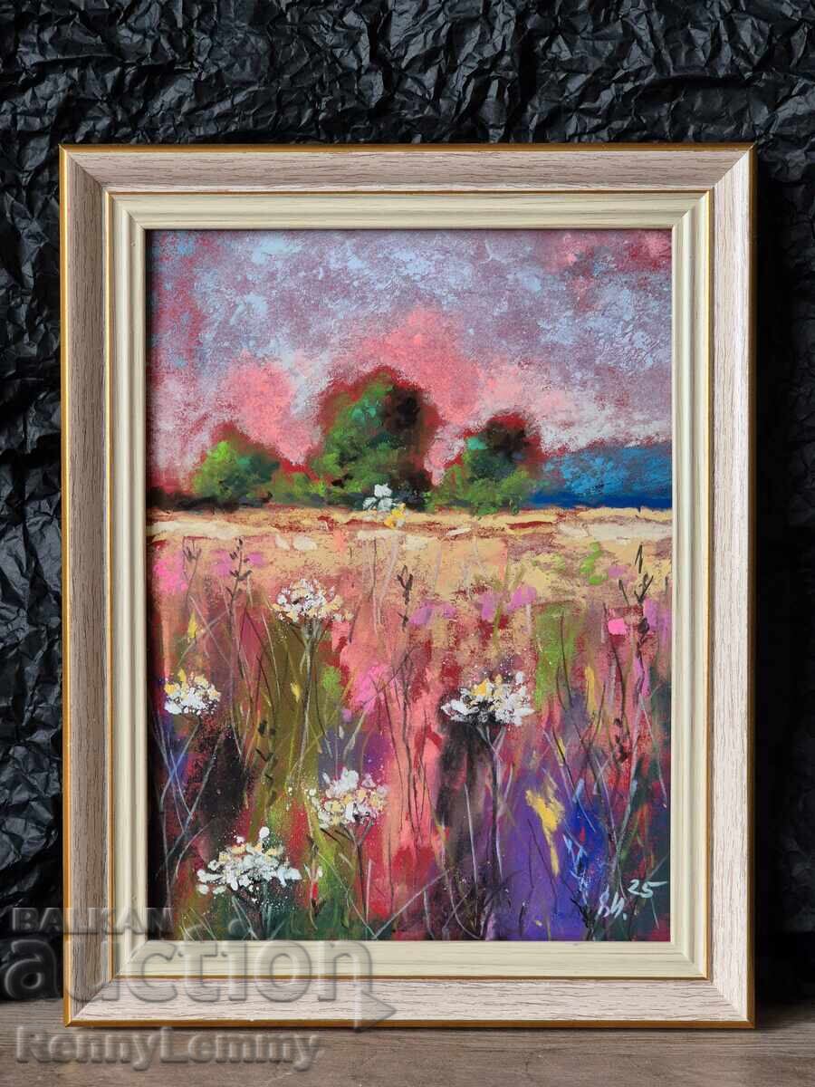 Climbing, pastel painting, original