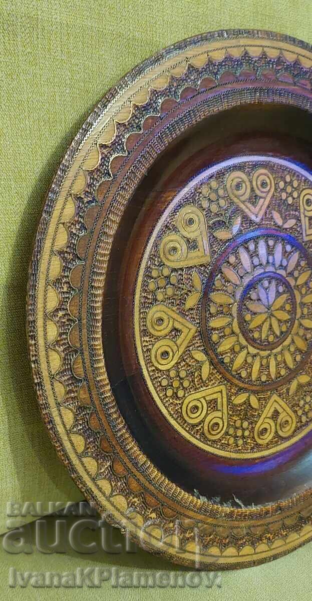 Wooden panel inlaid with brass for connoisseurs, 30cm - 5