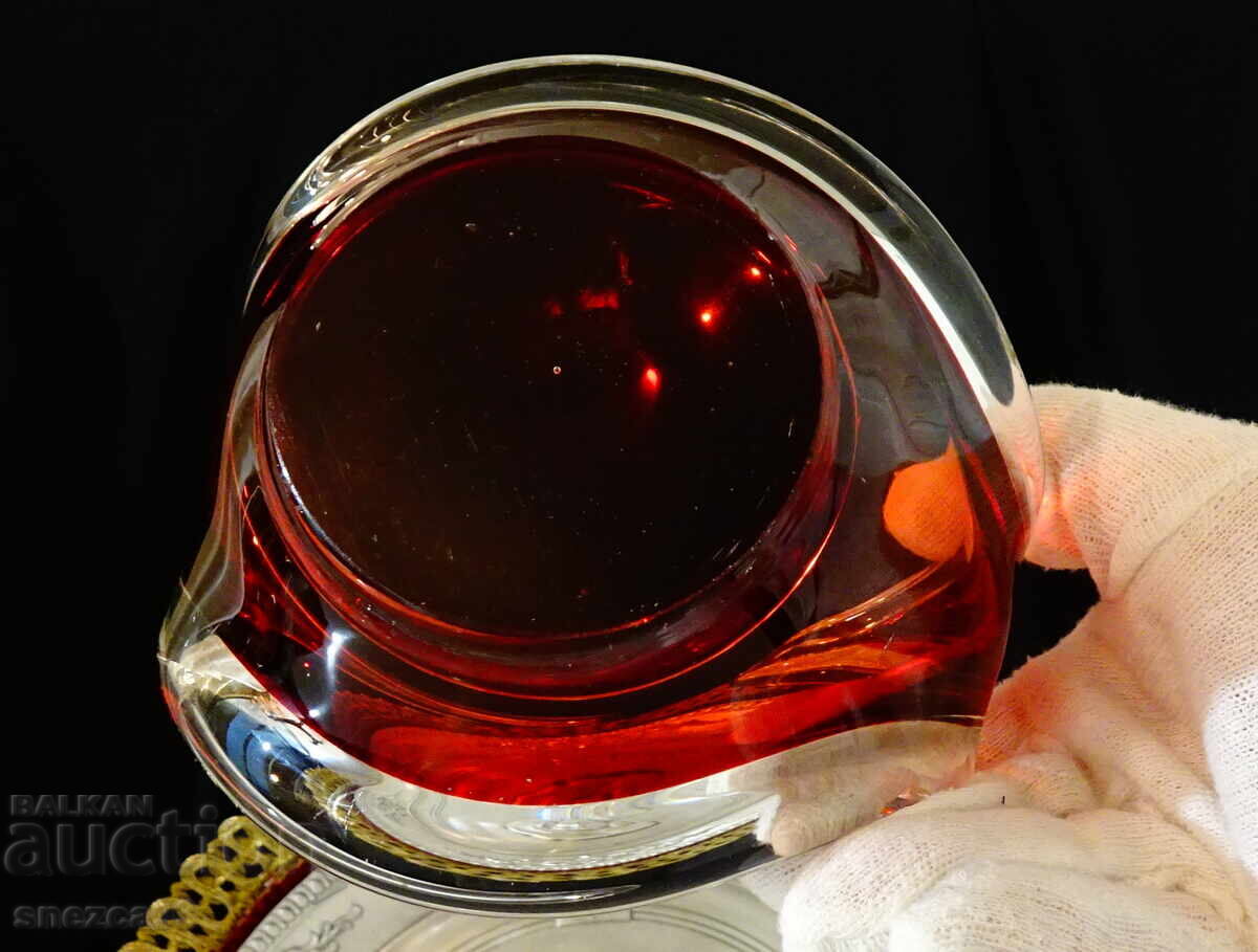 Candy dish basket colored glass by Paul Kedelv - 6