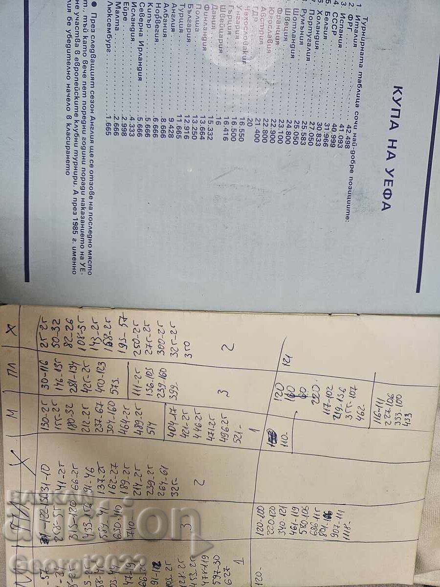 Auction  Levski - Antwerp 1989 Program