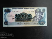 NICARAGUA 20 CORDOBAS 1985 OVERPRINT 500000 NEW UNC