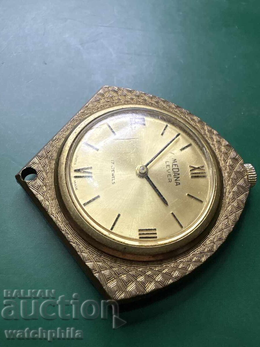 Auction  Medana Lever Swiss Watch Medallion. Rare. Working
