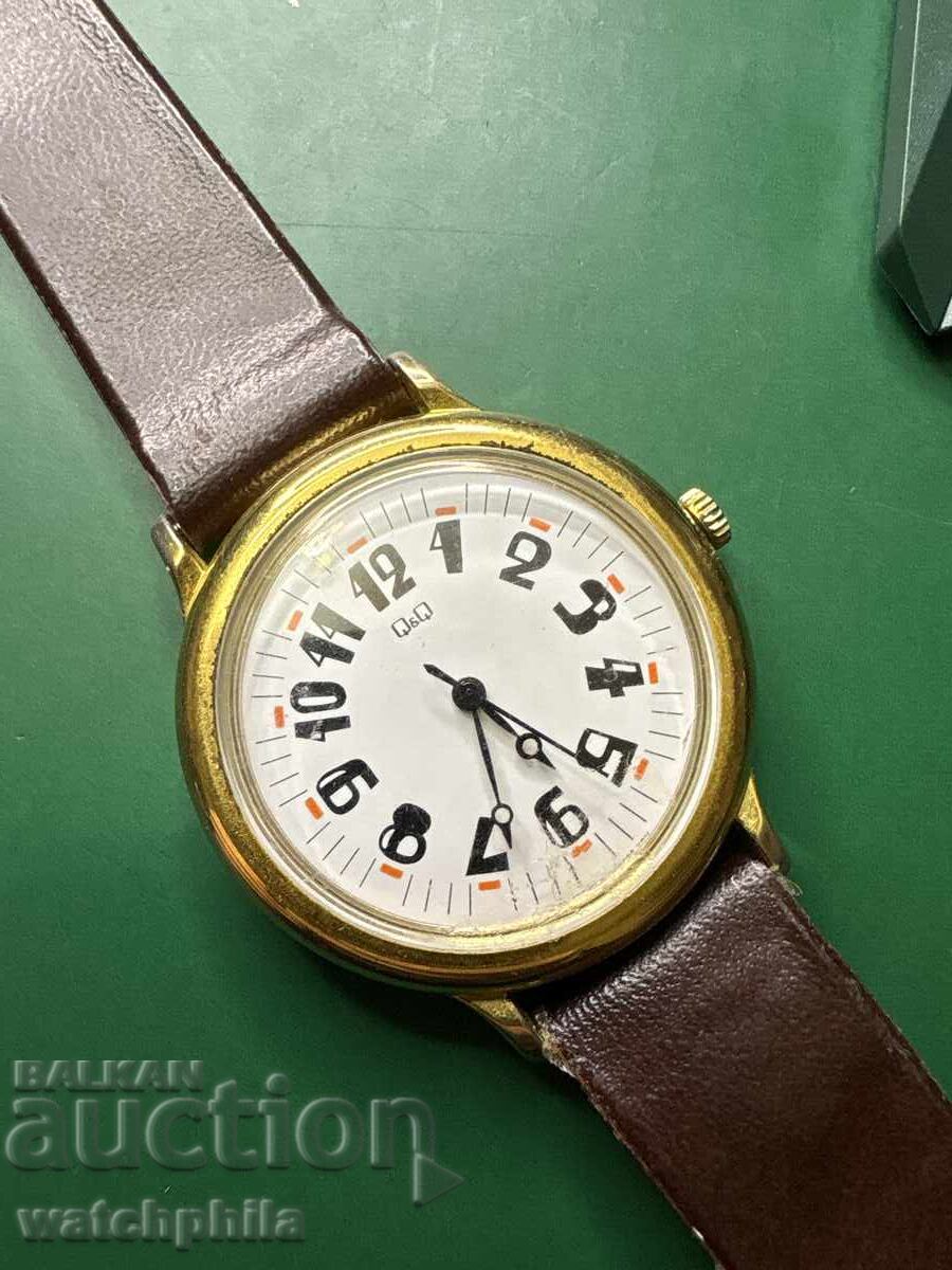 Q&Q μηχανικό επιχρυσωμένο σπάνιο ανδρικό ρολόι