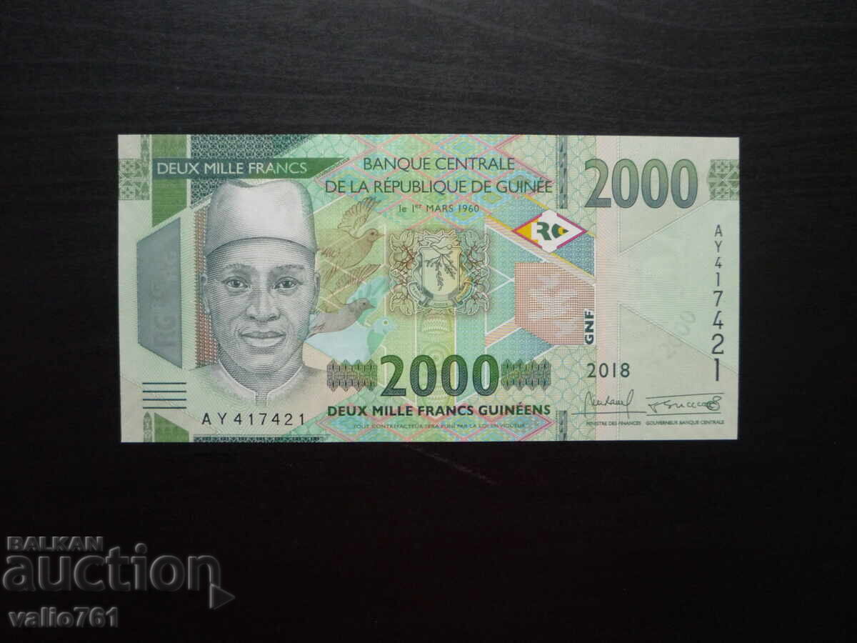 ГВИНЕЯ  2000  2 000  ФРАНКА  2018  НОВА  UNC