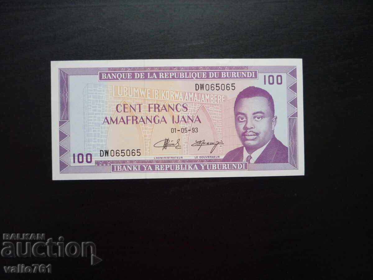 BURUNDI 100 FRANCS 1993 NOU UNC