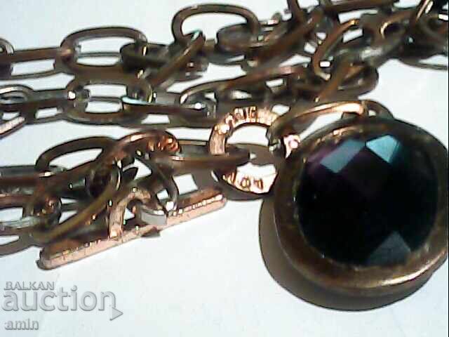 Old silver pendant with a large amethyst stone - 5