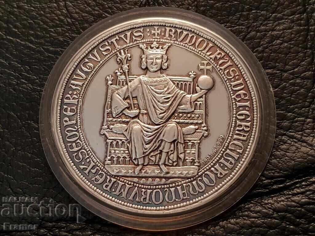 German SILVER 999 ‰ PLAQUETTE medal 1291–1991 700g. Saarburg German SILVER 999 ‰ PLAQUETTE medal 1291–1991 700g. Saarburg