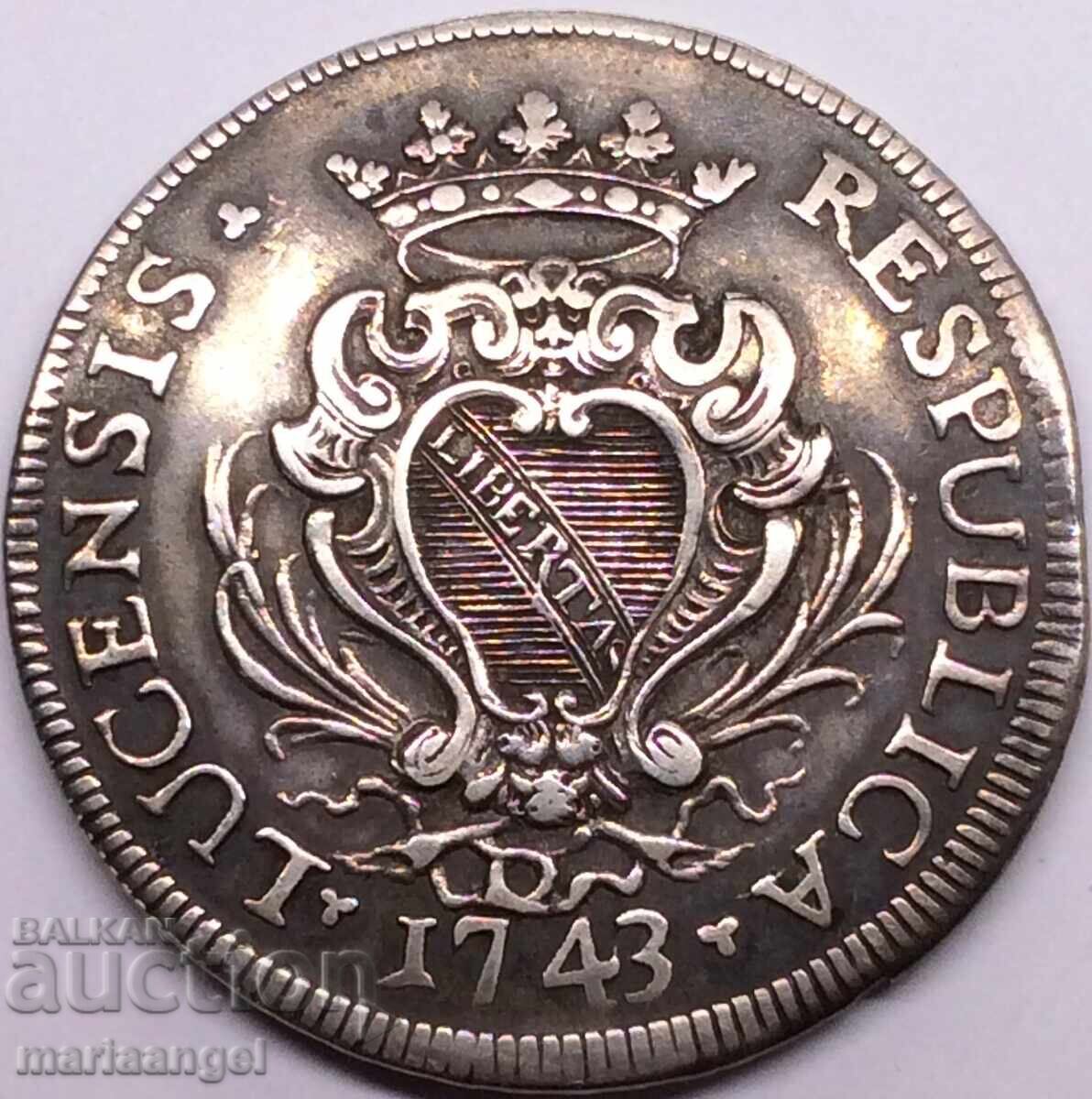 Scudo 1743 Lucca Italy Thaler 26.34g silver - 7