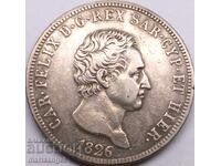 5 lire 1826 Sardinia Italy Carlo Felice 24.99g silver
