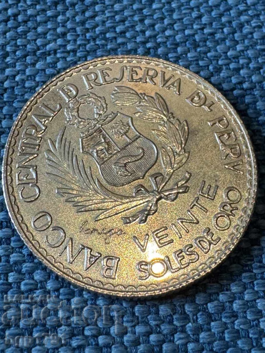 20 Soles de Oro 1965 Peru argint cu preț € 25.00 | 48.90 BGN