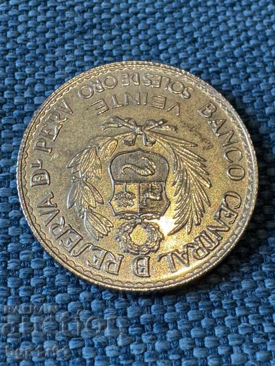 Livrarea 20 Soles de Oro 1965 Peru argint