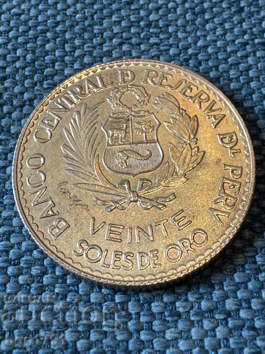 20 Soles de Oro 1965 Peru Silver