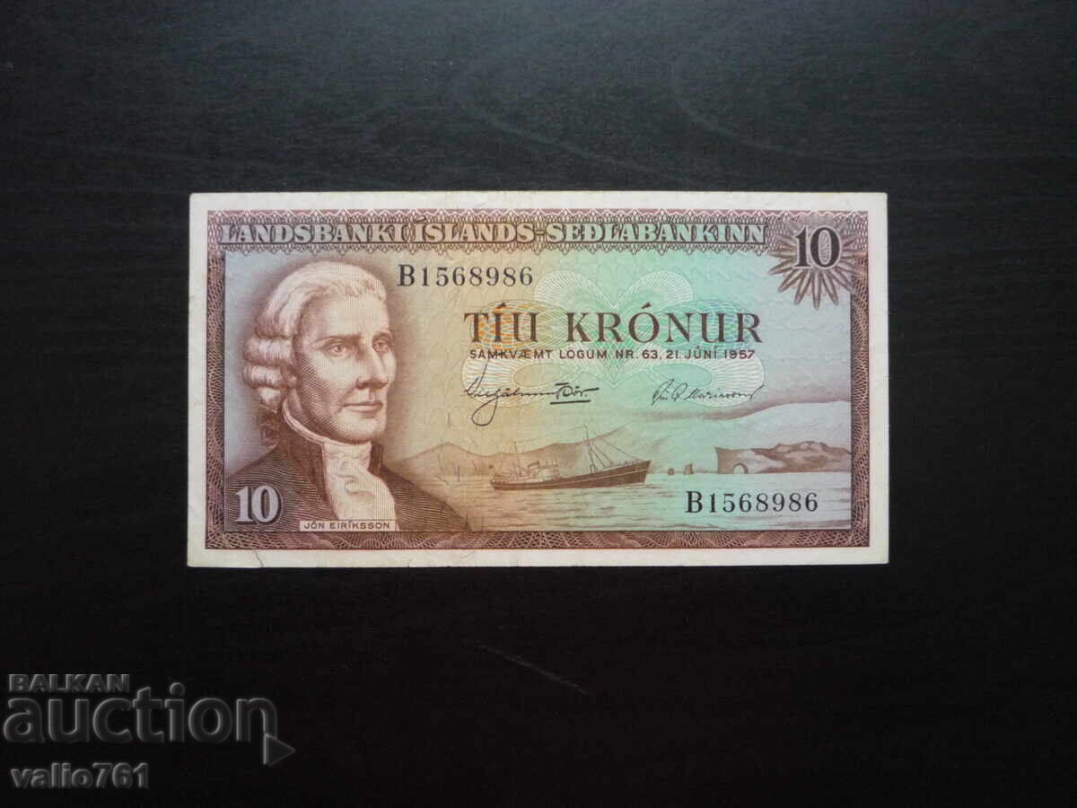 ICELAND 10 KRONUR 1957 (sticker) pic.3