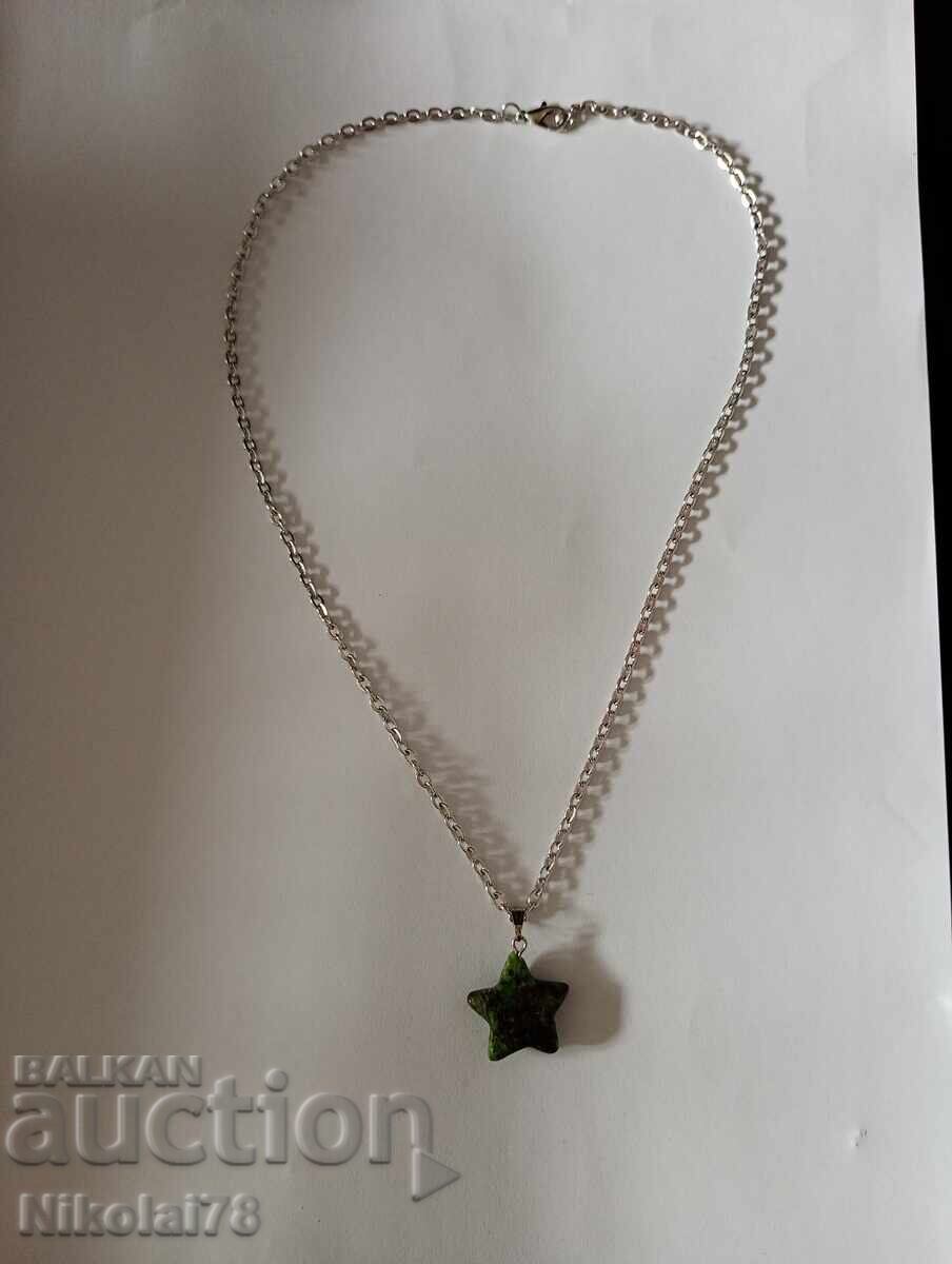 New Star Necklace made of Zoisite with Ruby - 20x20 mm, chain 45 cm