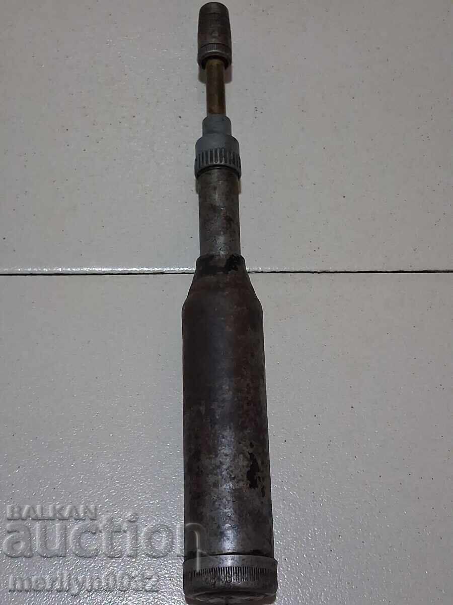 Old-fashioned grease fitting from an army engine, motorcycle grease gun - 5