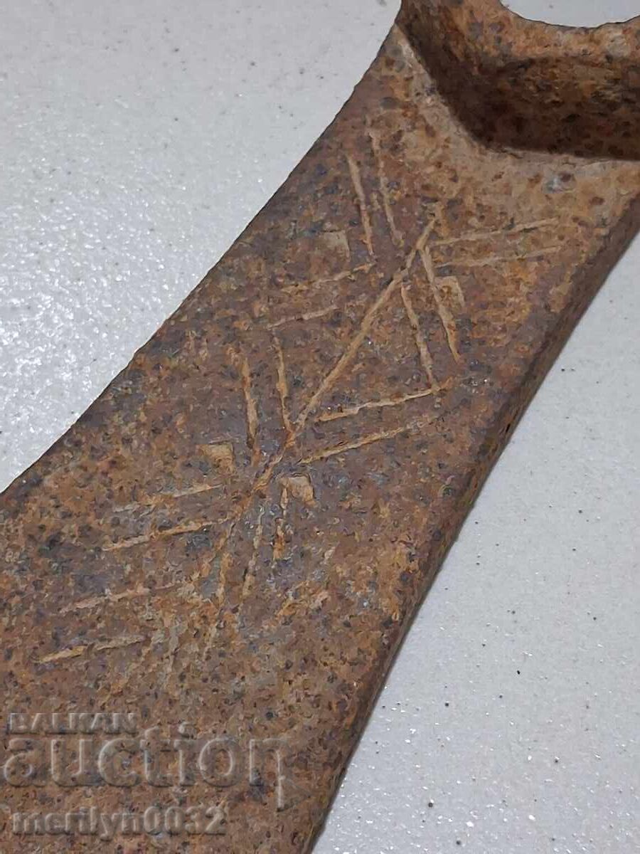 Old forged turnhoe, wrought iron, hoe, blade, axe with price 42.00 BGN | € 21.47