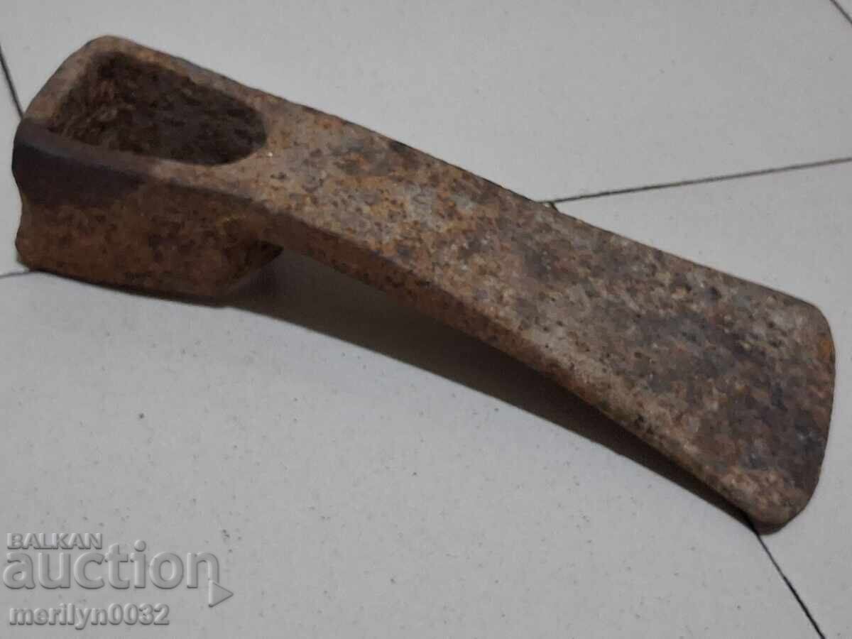 Auction  Old forged turnhoe, wrought iron, hoe, blade, axe
