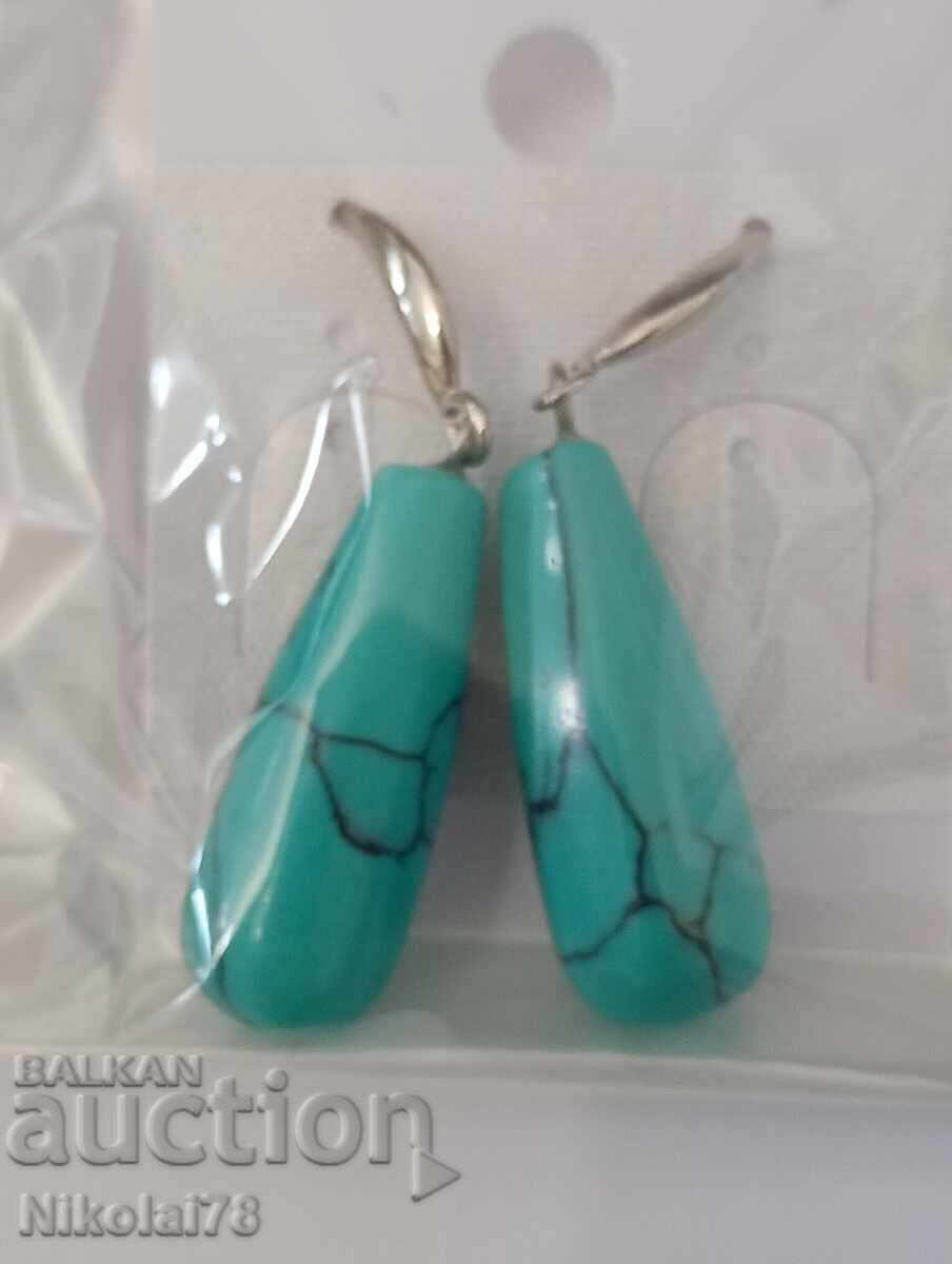 Auction  Earrings and necklace set, turquoise cross with a 45 cm chain