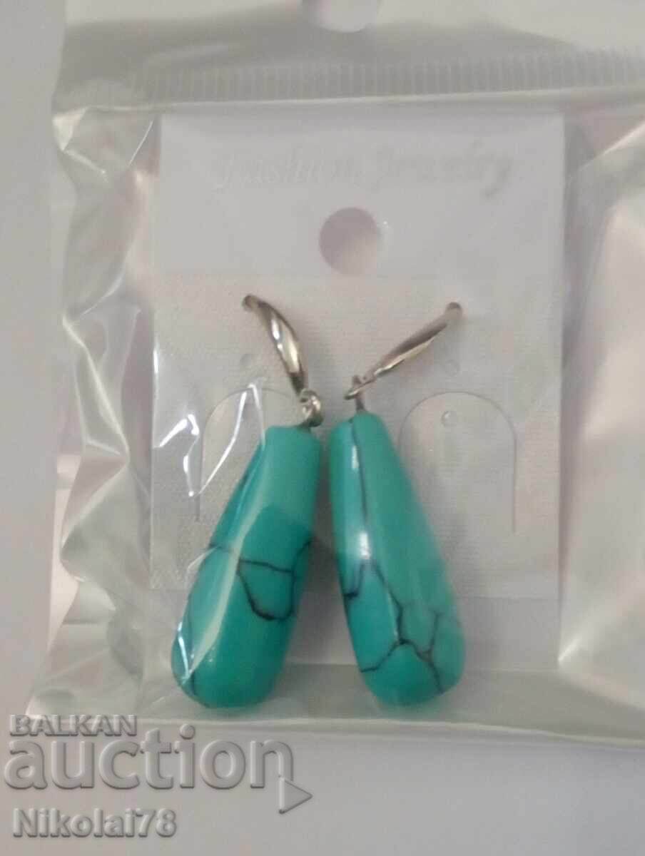 Delivery of Earrings and necklace set, turquoise cross with a 45 cm chain