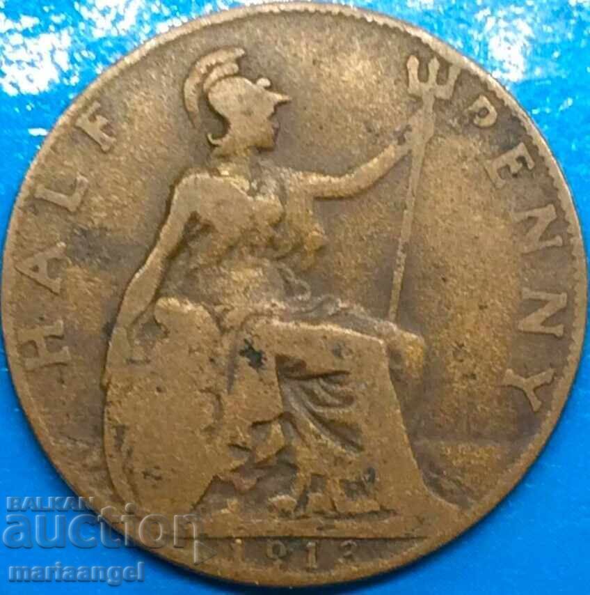 Marea Britanie 1/2 penny 1913 George V - nu comună - 6 Marea Britanie 1/2 penny 1913 George V - nu comună - 6