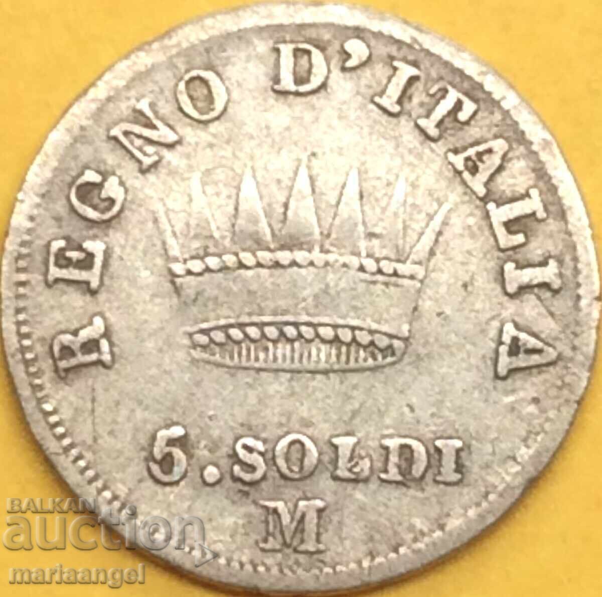 Licitație Napoleon 5 soldi 1810 M - Milano Italia argint - destul de rar Licitație Napoleon 5 soldi 1810 M - Milano Italia argint - destul de rar