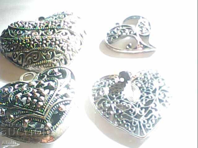 Large Silver-Plated Heart Pendants