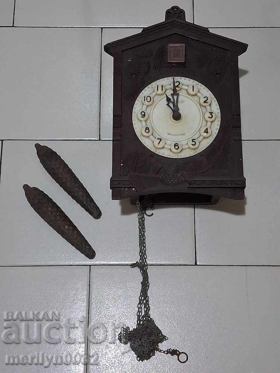 Wall clock "Yantar" with cuckoo USSR without pendulum Wall clock "Yantar" with cuckoo USSR without pendulum