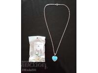 Set cercei și colier inimă din Piatră Lunii cu lanț de 45 cm