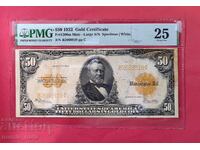 50 dolari 1922 - Certificat de aur PMG VF25