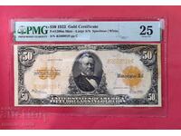 50 δολάρια 1922 - Χρυσό Πιστοποιητικό PMG VF25