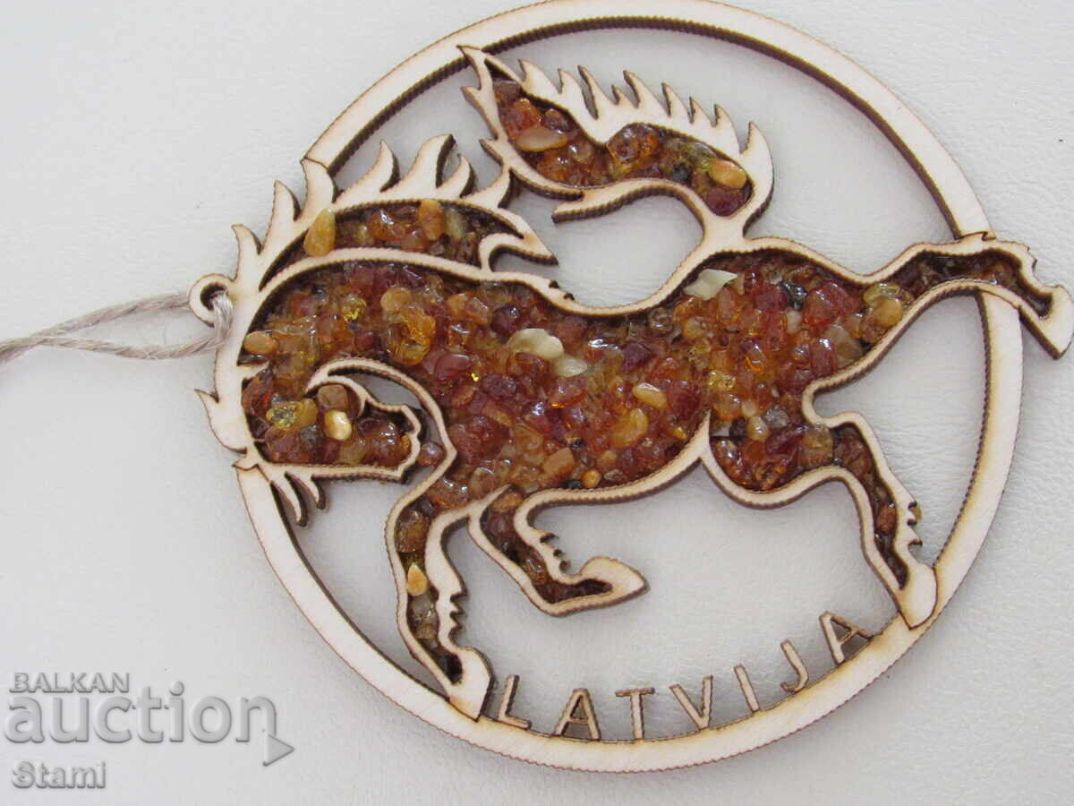 Souvenir/Christmas ornament with amber horse from Riga, Latvia with price 29.00 BGN | € 14.83