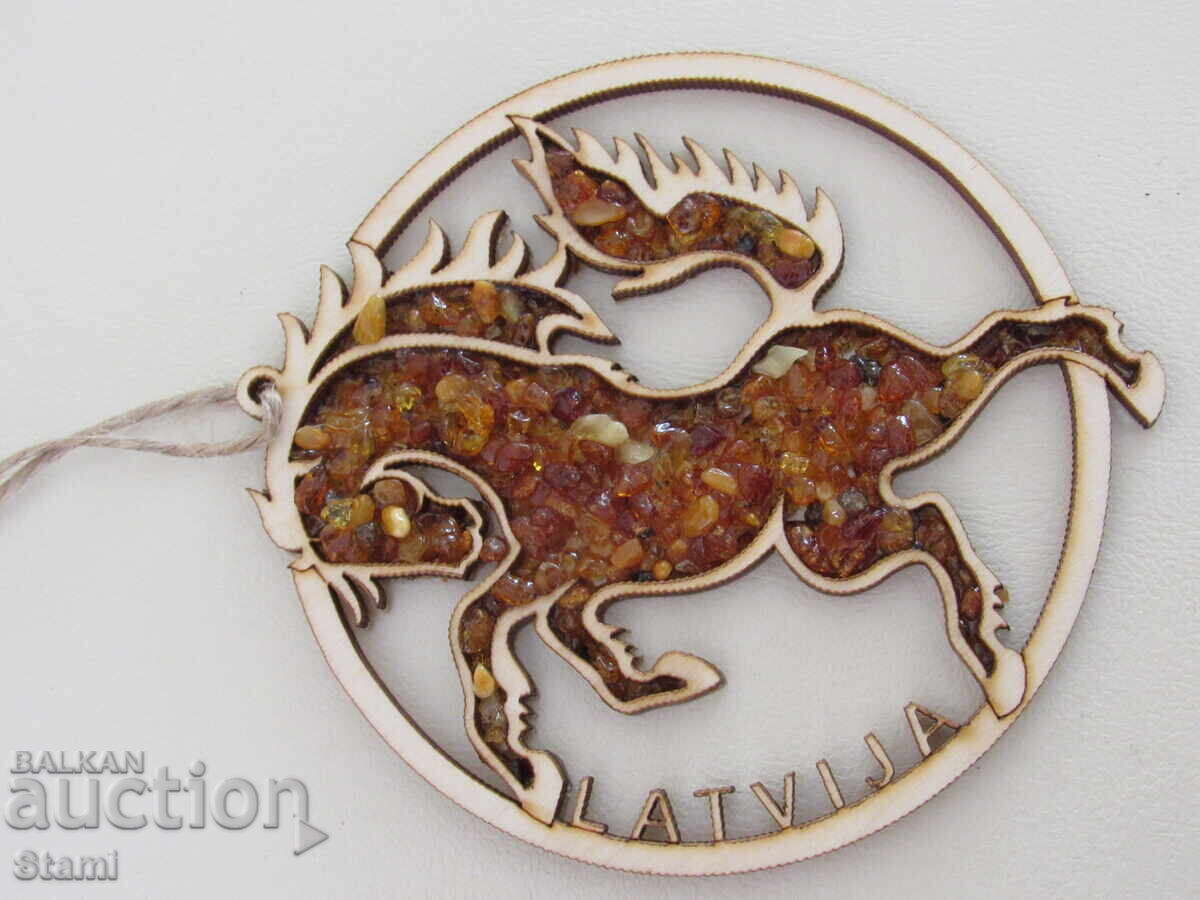 Souvenir/Christmas ornament with amber horse from Riga, Latvia