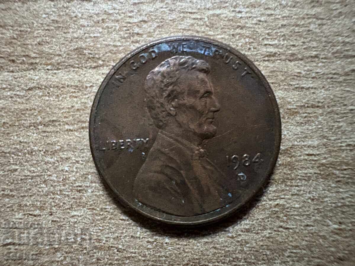 ΗΠΑ - 1 σεντ (1984) - D με τιμή 0.15 BGN | € 0.08 ΗΠΑ - 1 σεντ (1984) - D με τιμή 0.15 BGN | € 0.08