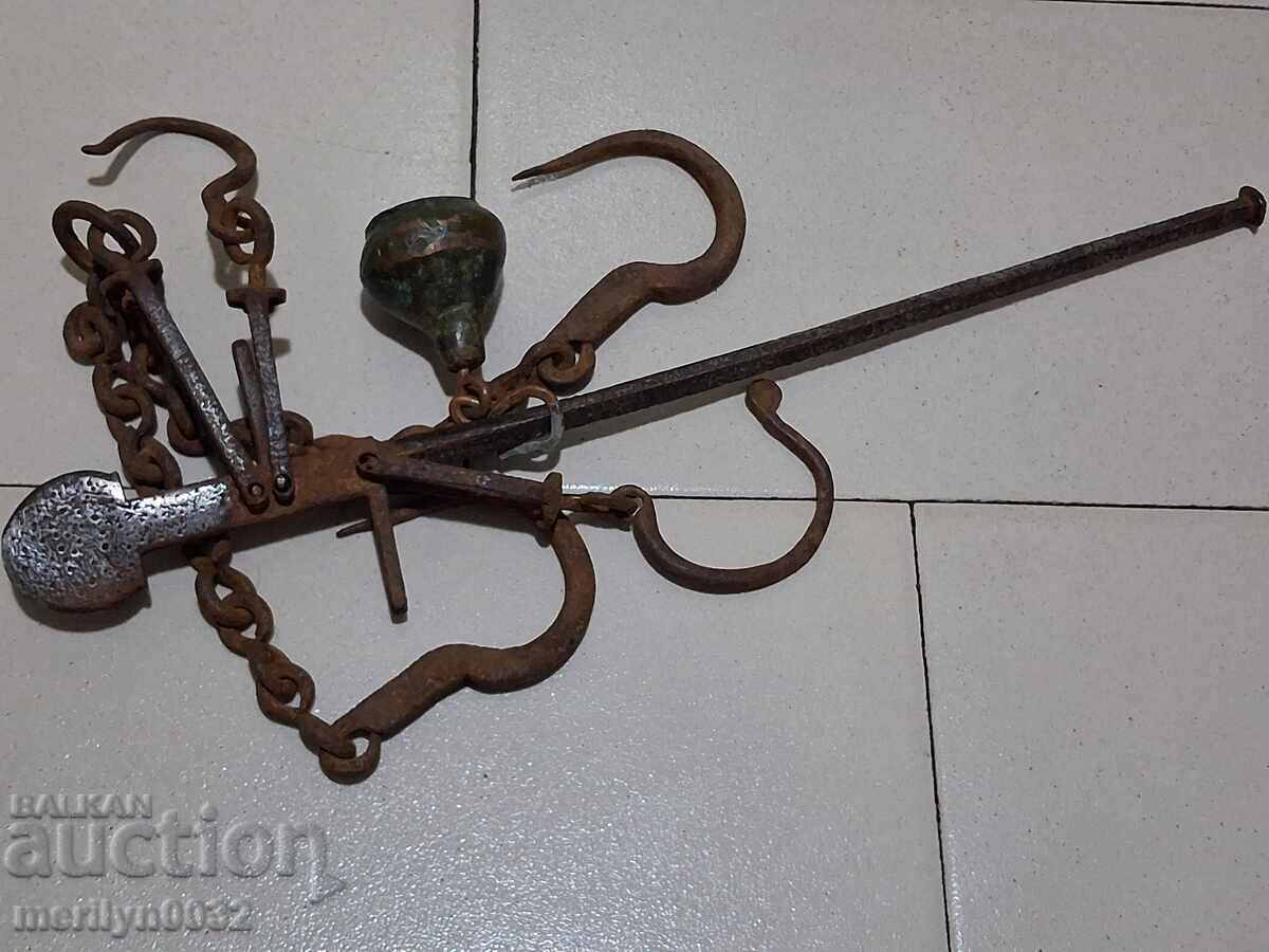 Ottoman scale with mace, scale, weight, wrought iron - 5