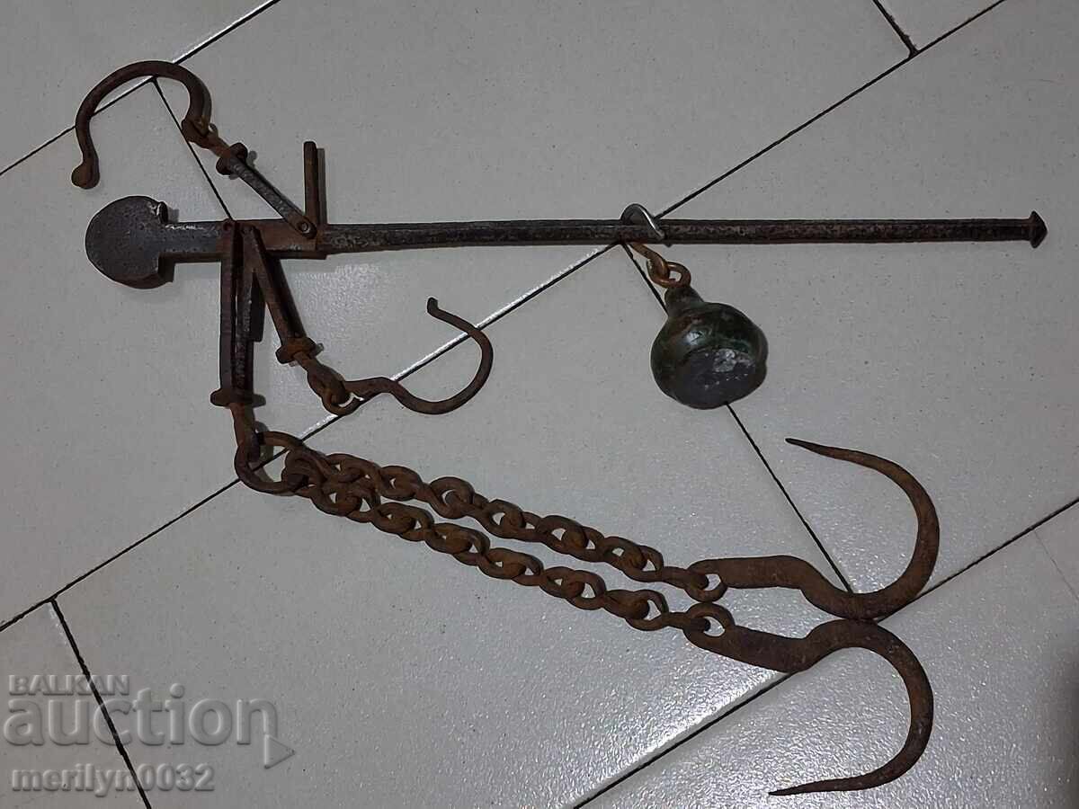 Ottoman scale with mace, scale, weight, wrought iron - 6