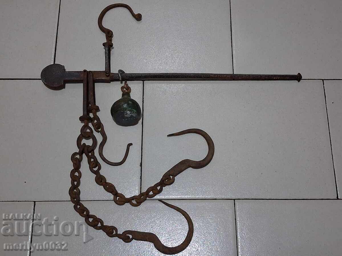 Ottoman scale with mace, scale, weight, wrought iron