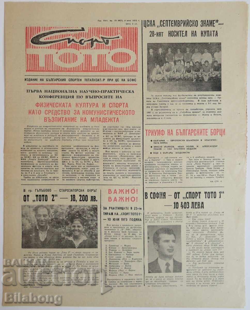 1973 Vestnik Σπορ Τότο, ΚΣΚΑ Νικητής ΚΣΑ