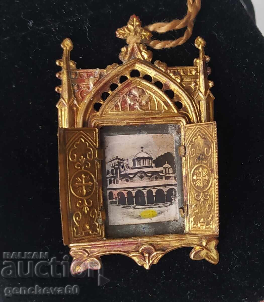 Micul triptih creștin antic - icoană călătoare, aurire - 6