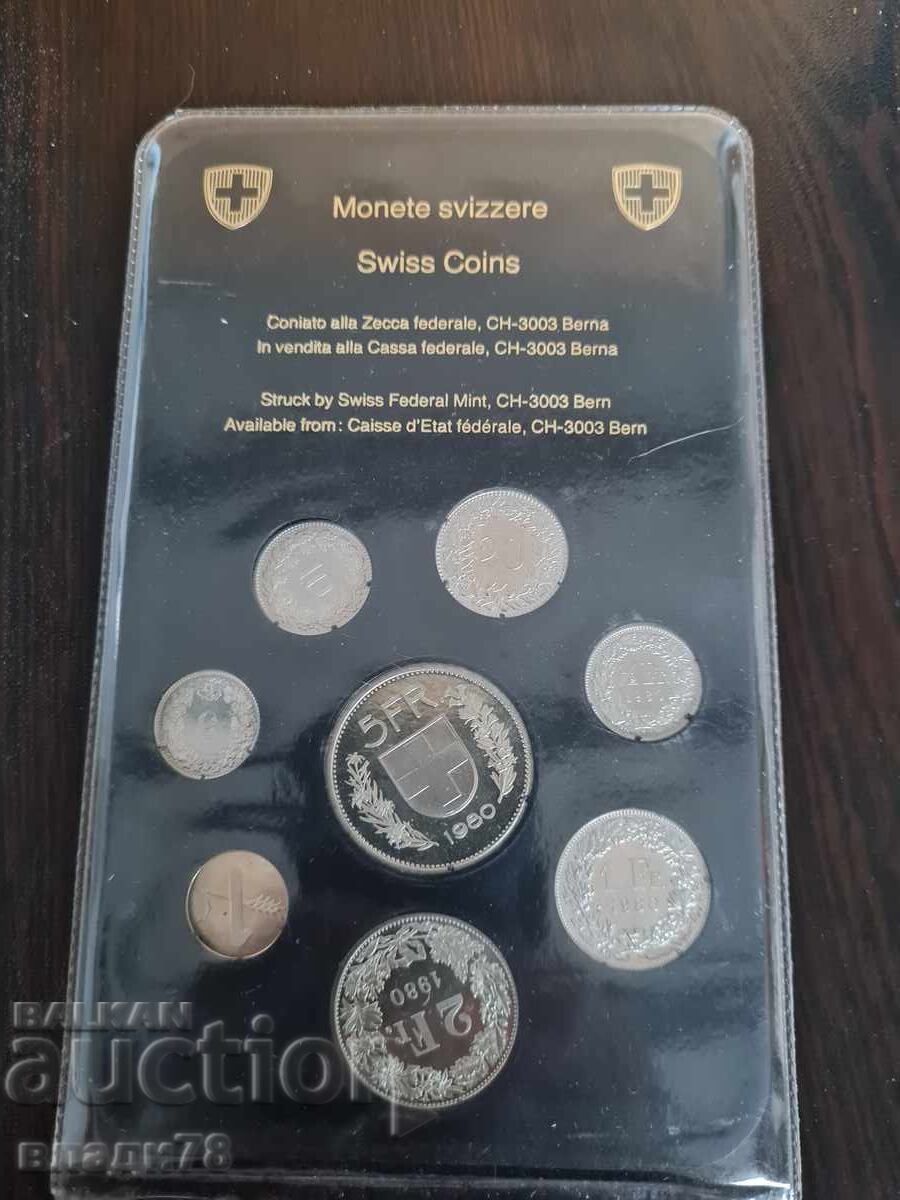 Сет прууф монети Швейцария 1980 г. - 5